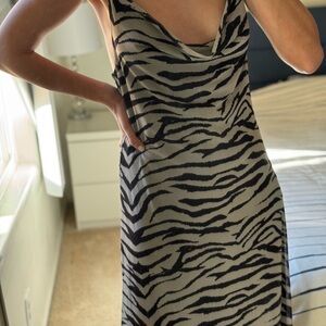 ZARA Printed Tulle Maxi Dress | Zebra Print | Open Back | Size L
